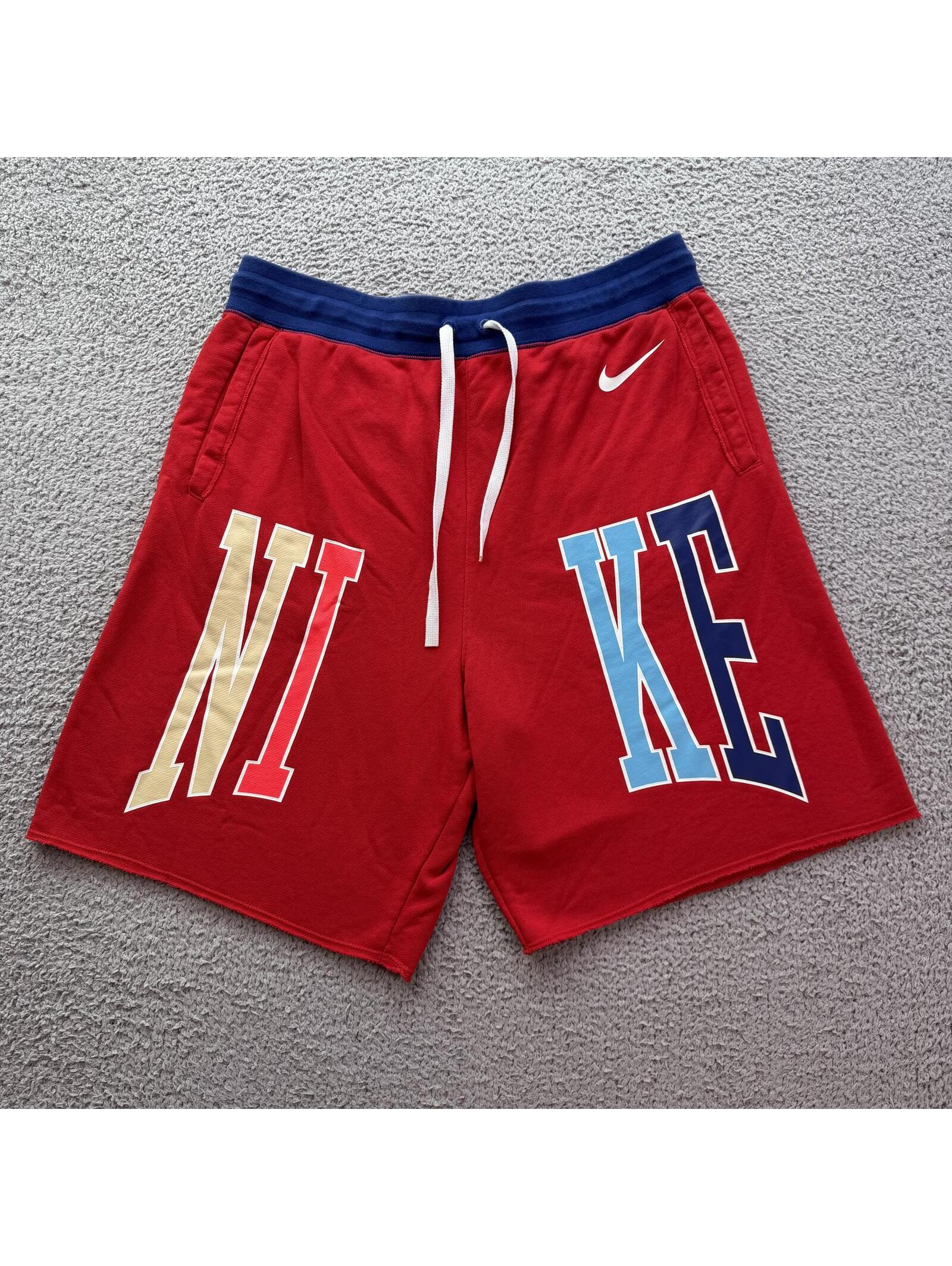 Nike Big Logo Fleece Sweat Shorts Red Blue Xl Athletic Streetwear Graphic Shorts